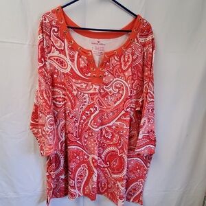 Boho Style 3 Quarter Sleeve Tunic Tee, 2X